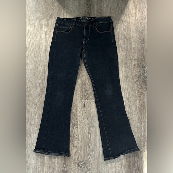 American Eagle Jeans Skinny Kick Flare Womens 12 Short Hi Rise Medium Wash Denim - Picture 1 of 9